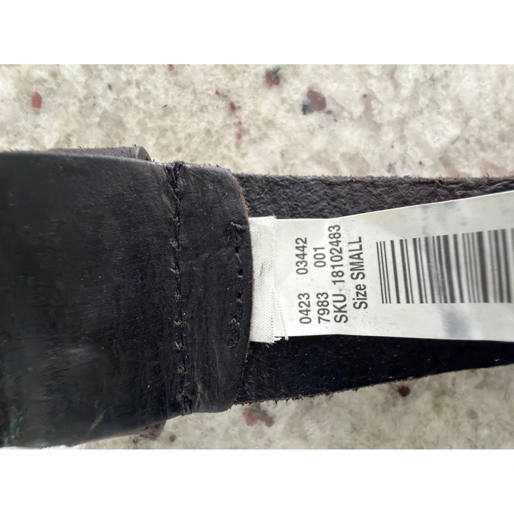 AEO American Eagle Small Black Leather Wide Cutout Belt‎ Silver Buckle